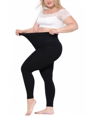 Plus Size Yoga Leggings High Waisted Black